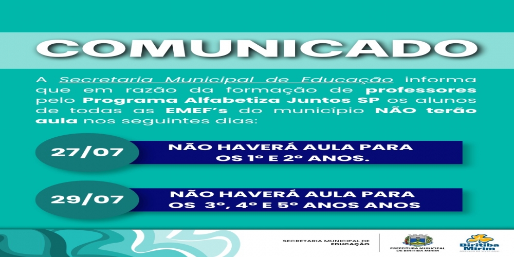 COMUNICADO AOS PAIS E RESPONSÁVES