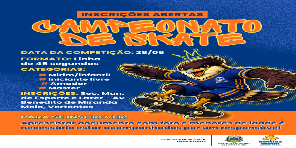VEM AÍ O 1º CAMPEONATO DE SKATE DE BIRITIBA MIRIM!