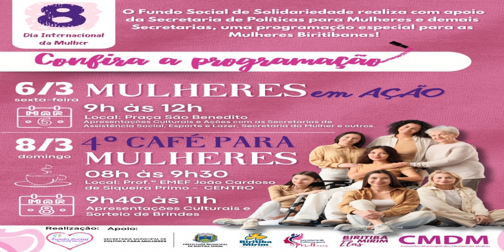 CONVITE! 4� CAF� PARA MULHERES EM ESPECIAL AO DIA INTERNACIONAL DA MULHER