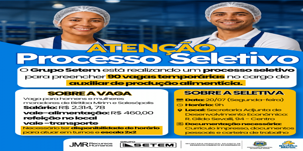 ATENÇÃO: PROCESSO SELETIVO