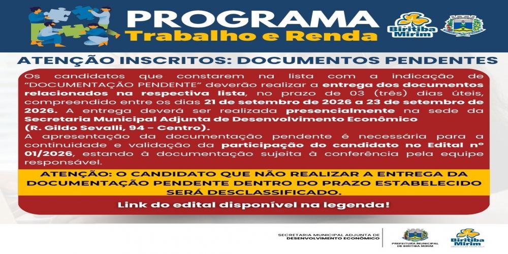 ATENÇÃO CANDIDATOS