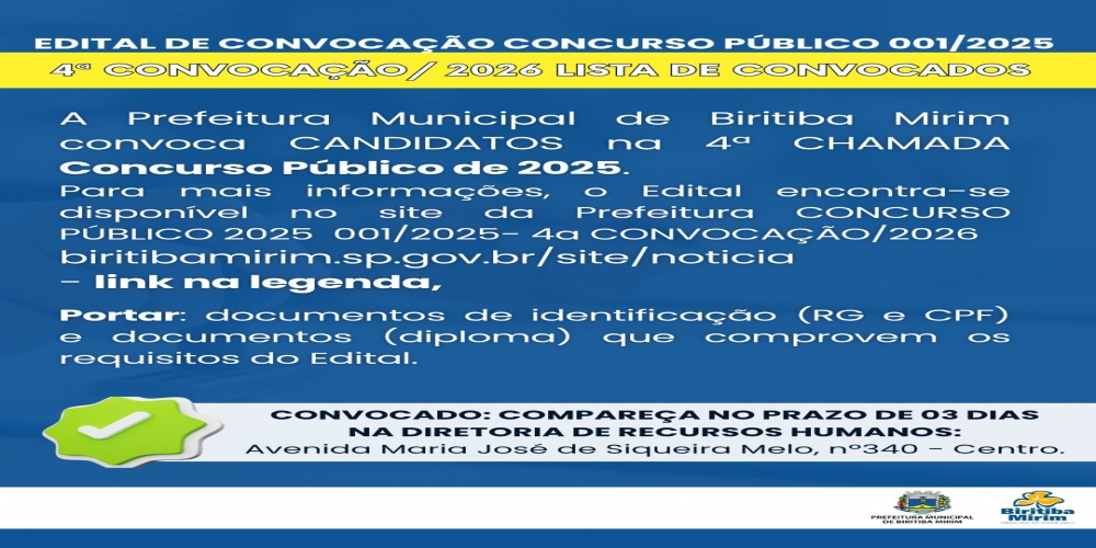 4° CONVOCAÇÃO  PÚBLICO 2025