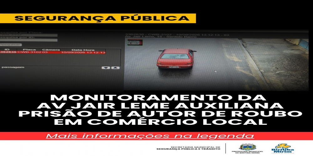 MONITORAMENTO DA AVENIDA JAIR LEME AUXILIA NA PRISÃO DE AUTOR DE ROUBO EM COMÉRCIO LOCAL